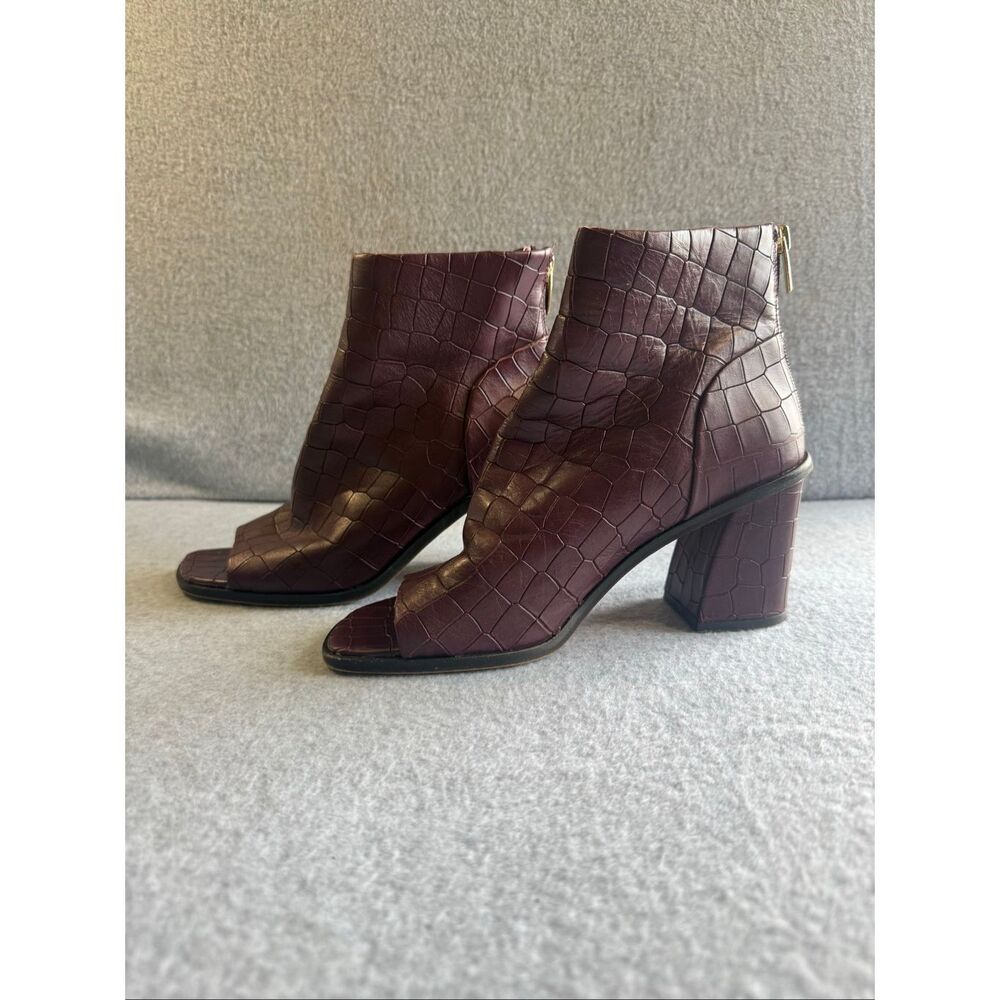 Vince Camuto Bebinder croc-embossed leather upper booties 8